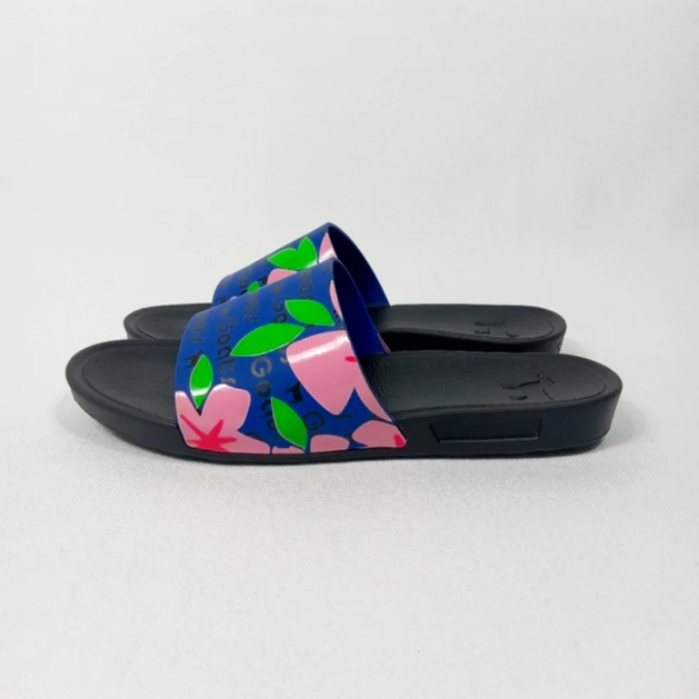 GOAT Colorful Kids Sandal Slides Blue Pink Green Floral Size 4